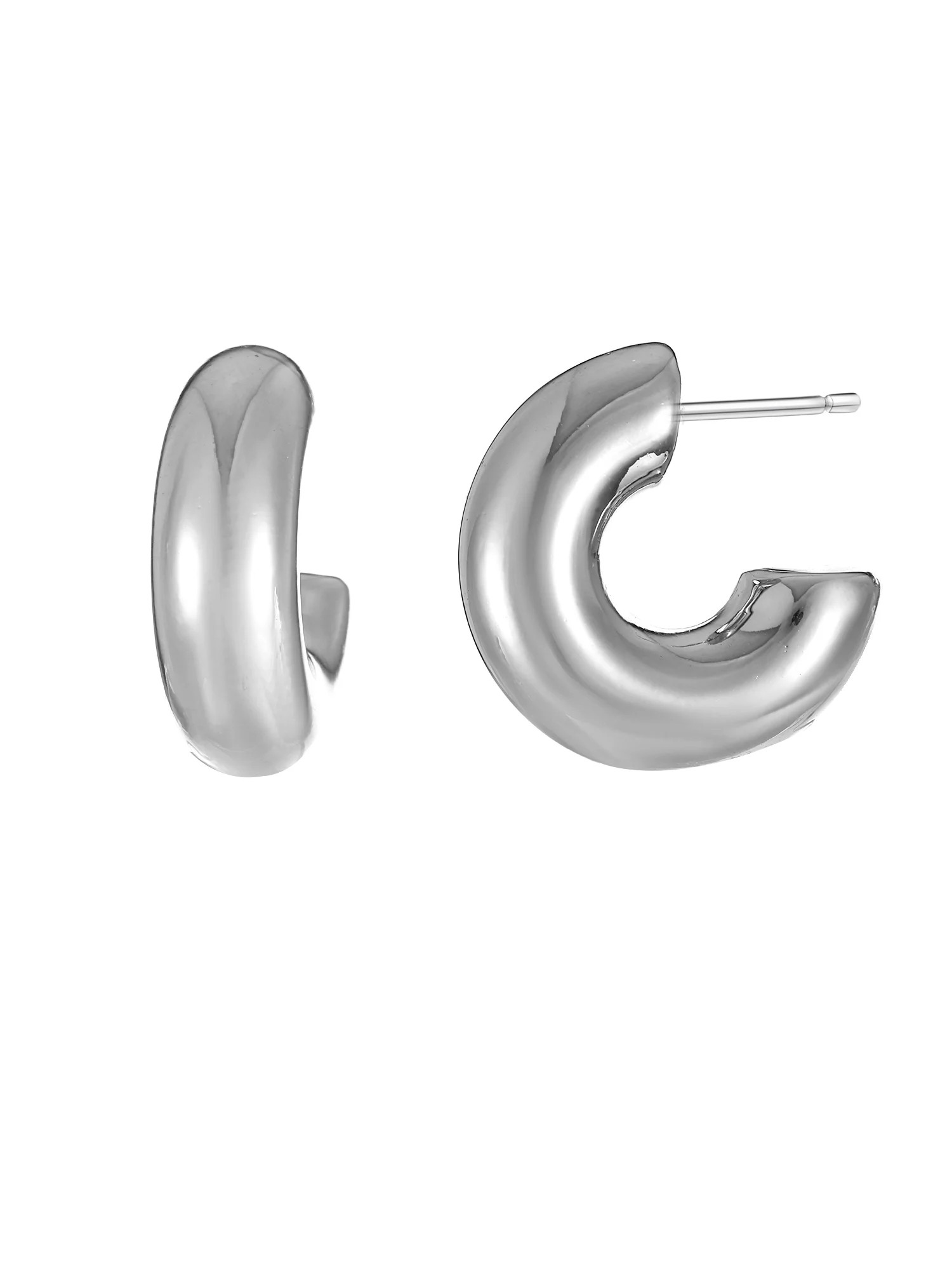 Time and Tru Silvertone Bubble Hoop Earring, 1 Pair - Walmart.com | Walmart (US)