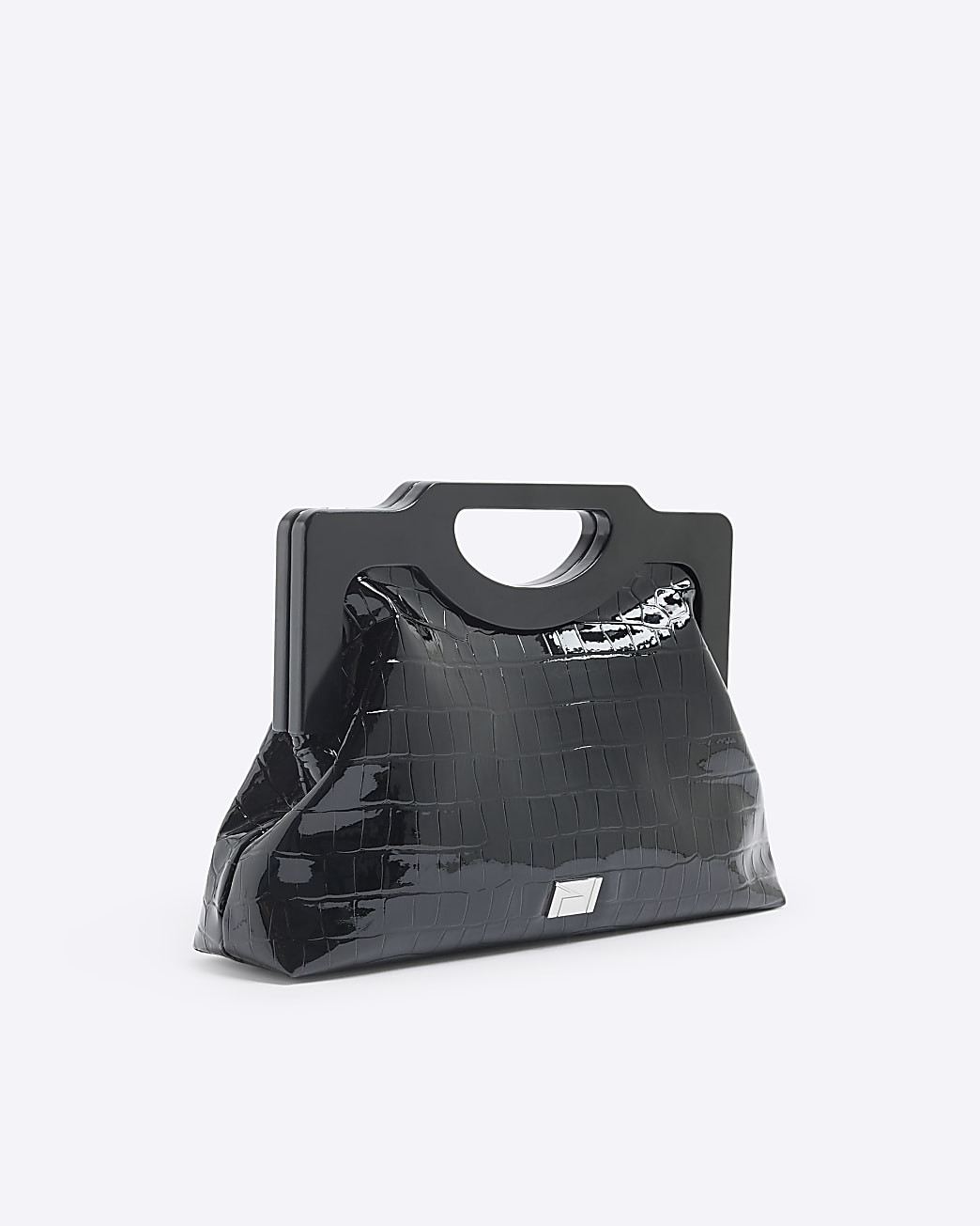 Black Croc Handle Clutch Bag | River Island UK & IE