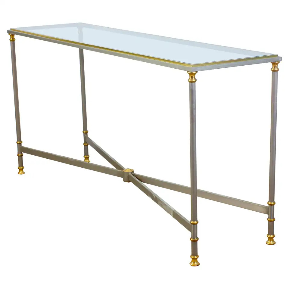 Elegant Iron and Brass Console Table by Alberto Orlandi Italy, 1970' | 1stDibs