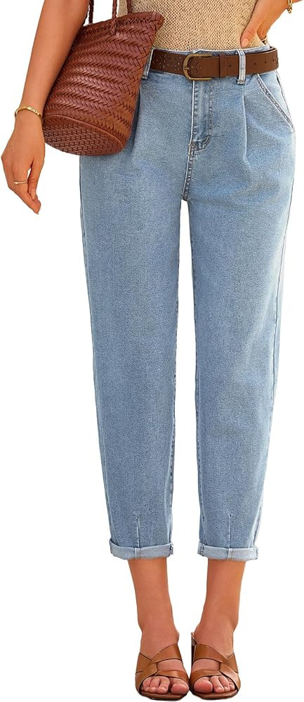 EVALESS Women's High Waisted Baggy Boyfriend Barrel Jeans | Amazon (US)
