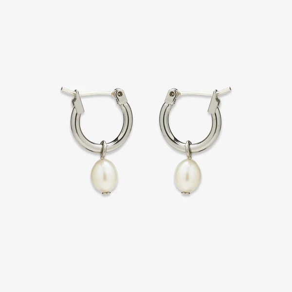 Drop Pearl Hoop Earrings - Pura Vida Bracelets | Pura Vida Bracelets