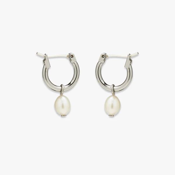 Drop Pearl Hoop Earrings - Pura Vida Bracelets | Pura Vida Bracelets