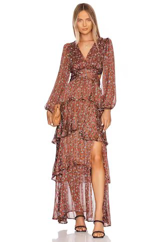 ASTR the Label Anora Maxi Dress in Copper & Black Ditsy from Revolve.com | Revolve Clothing (Global)