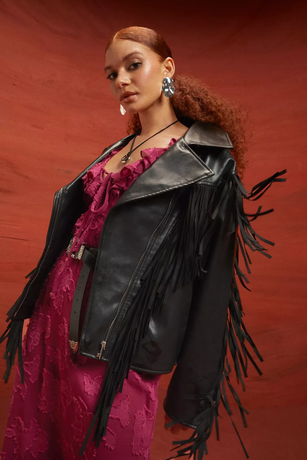 Fringe Detail Faux Leather Biker Jacket | Nasty Gal US