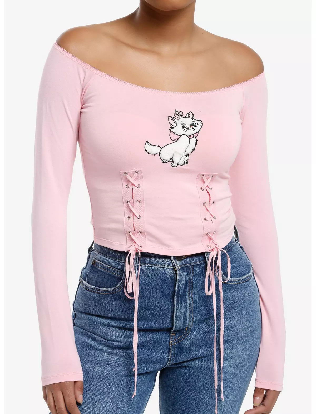 Disney The Aristocats Marie Girls Off-Shoulder Long-Sleeve Top | Hot Topic