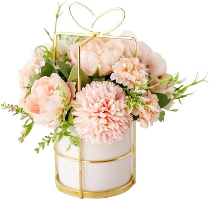 KIRIFLY Artificial Flowers Fake Peony Silk Hydrangea Flower with Vase Flower Décor Arrangements ... | Amazon (US)
