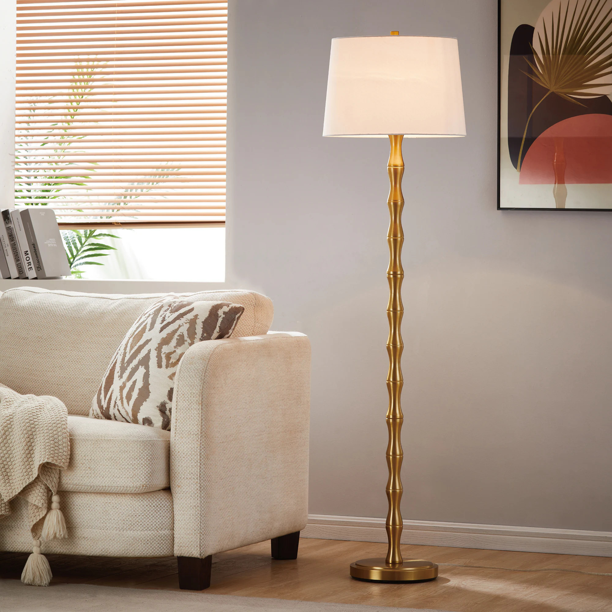 KAWOTI Bambi 61-in Gold Standard Floor Lamp with Fabric Shade one_size | 21153 | Lowe's