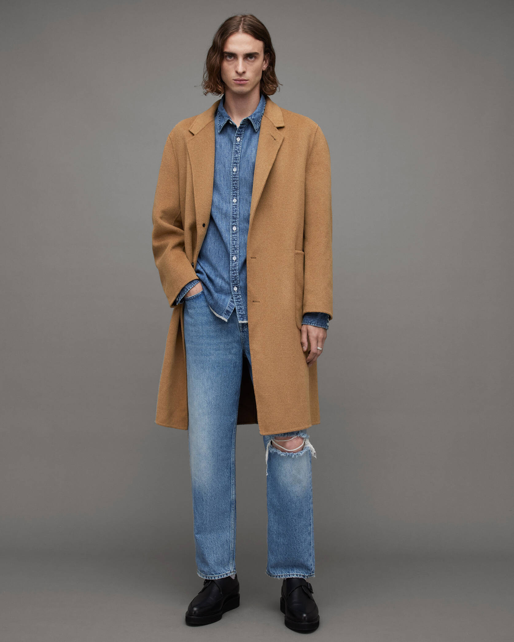 Stano Oversized Wool Blend Coat DEEP CAMEL | ALLSAINTS US | AllSaints US