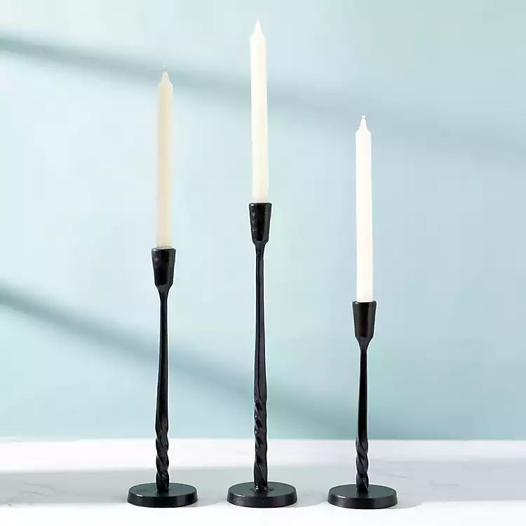 Black Metal Twisted Taper Candle Holder, 13 in. | Kirkland's Home