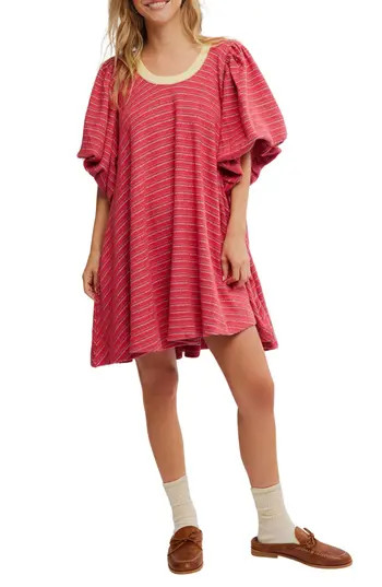 Free People Hudson Puff Sleeve Knit Dress in Red Combo at Nordstrom Rack, Size Small | Nordstrom Rack