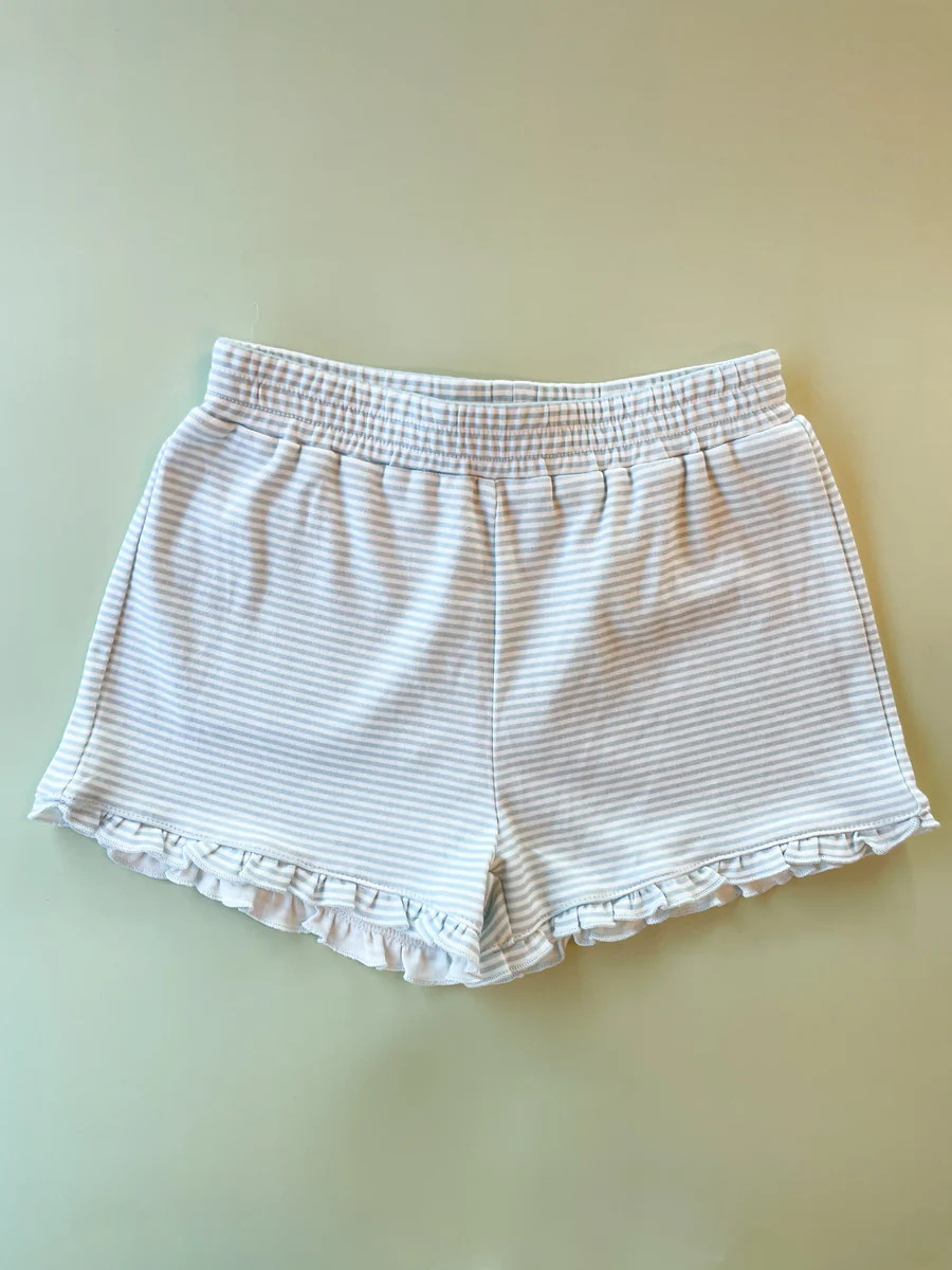 EMERSON KNIT SHORTS - LIGHT BLUE/WHITE STRIPE | Little Paper Kids (US)