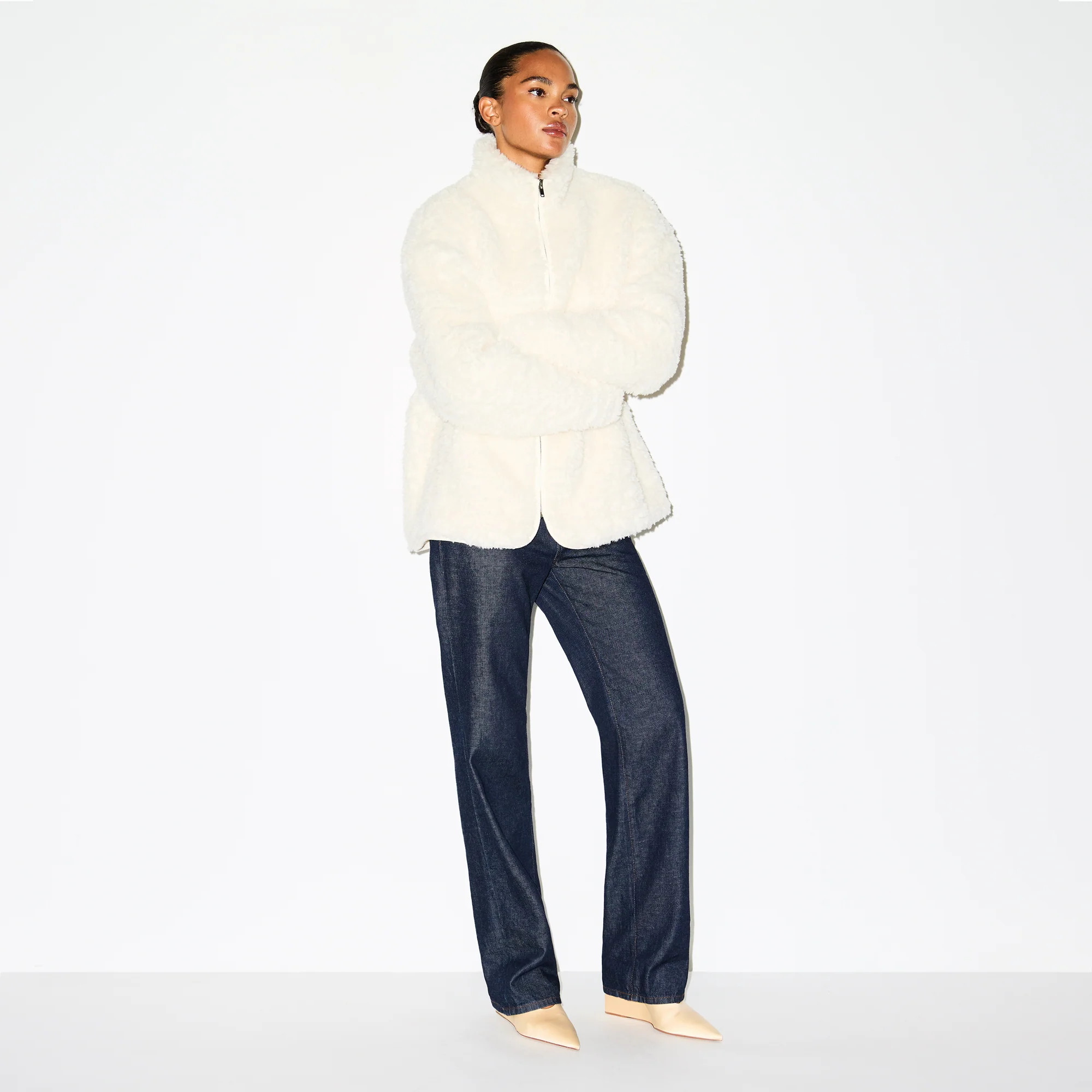 SKIMS Oversized Mock Neck Jacket | White | XS | Faux Fur | SKIMS (US)