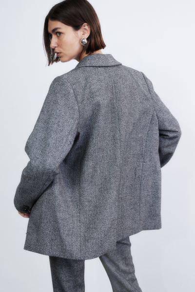 Oversized double-breasted blazer - Grey marl - Ladies | H&M GB | H&M (UK, MY, IN, SG, PH, TW, HK)