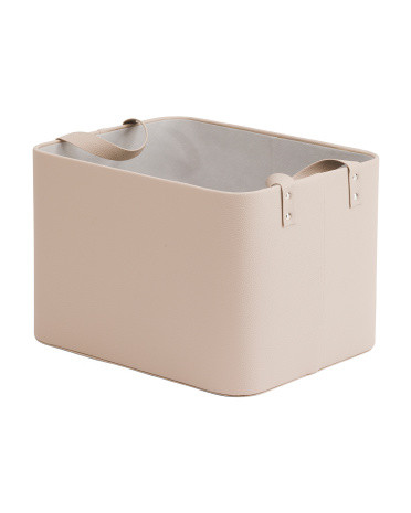 Faux Leather Small Storage Bin With Handles | TJ Maxx