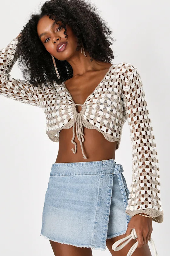 Emmy Light Wash Side-Tie Wrap Denim Skort | Lulus (US)