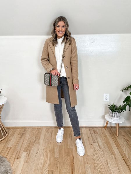 Camel coat- XS but could do a small for heavy sweaters 
Jeans- 0/25 regular 
Sweater- Large ( I sized up for a very very oversized look) 
White shoes- 8 


#LTKunder100 #LTKitbag #LTKsalealert