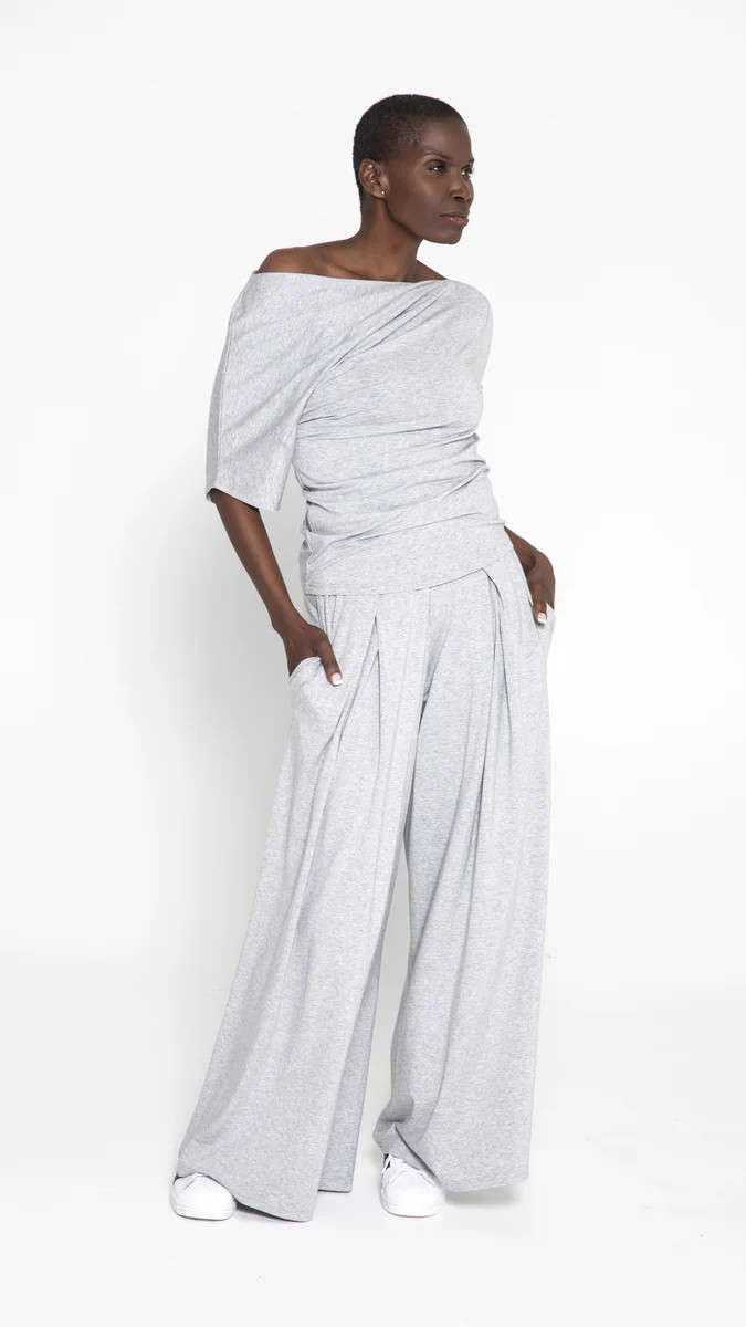 Peep Shoulder Tee Jersey- Heather Grey | Kiya Tomlin