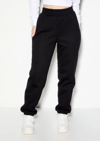 Black Sherpa Lined Boyfriend Joggers | rue21