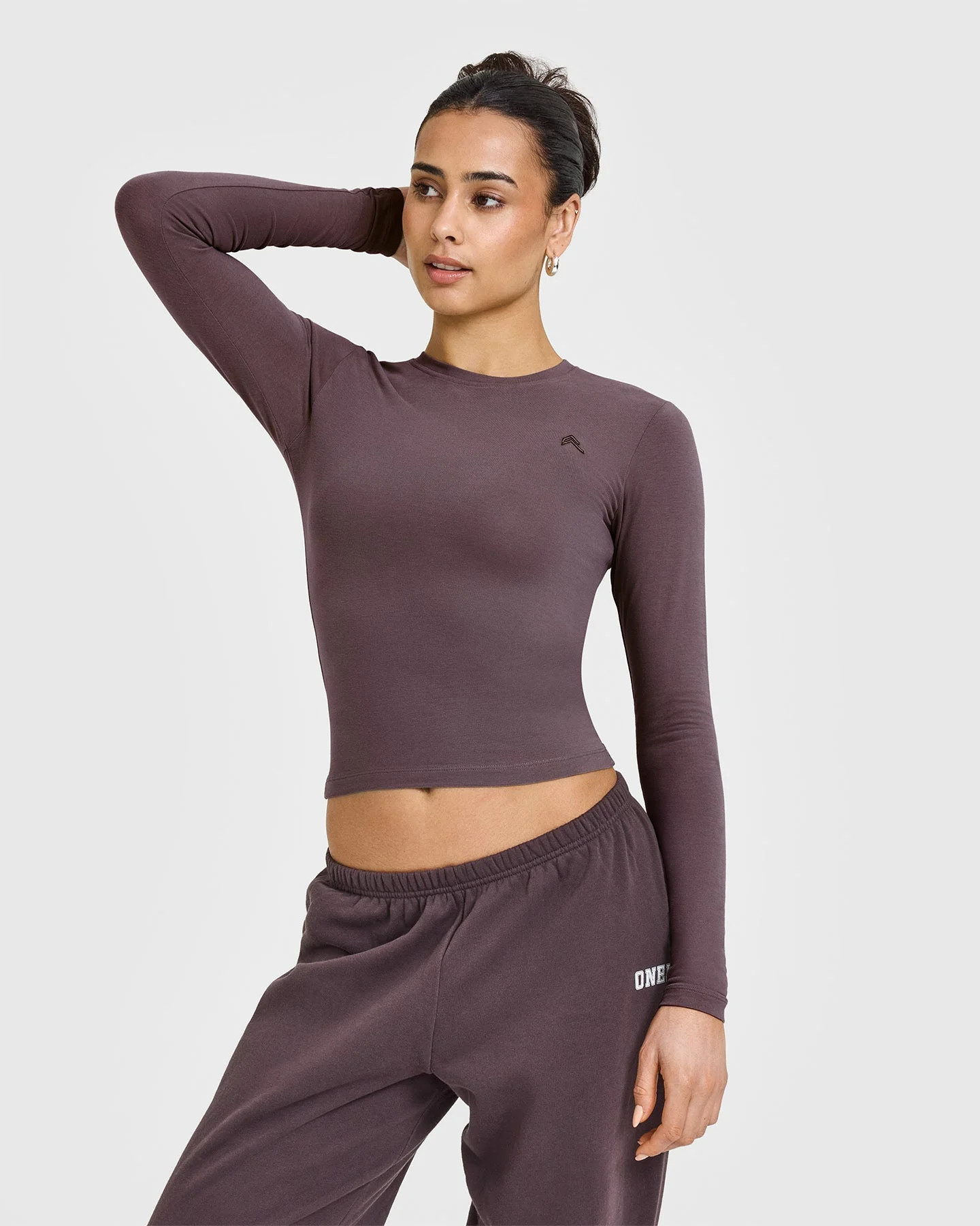 Cotton Icon Long Sleeve Top 
 Umber Brown | Oner Active (UK / US)