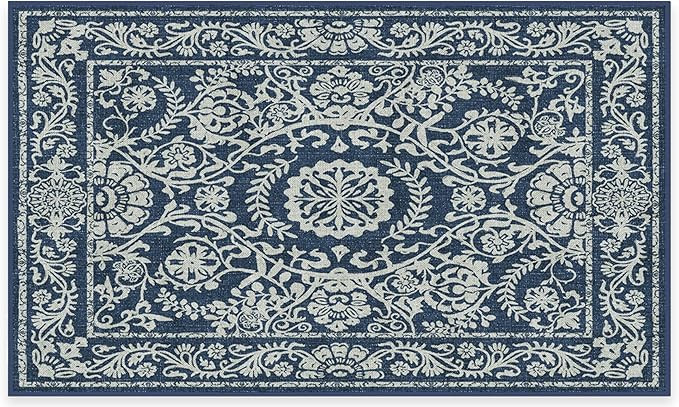 RUGGABLE Delphina Washable Rug - Perfect Vintage Area Rug for Living Room Bedroom Kitchen - Pet &... | Amazon (US)