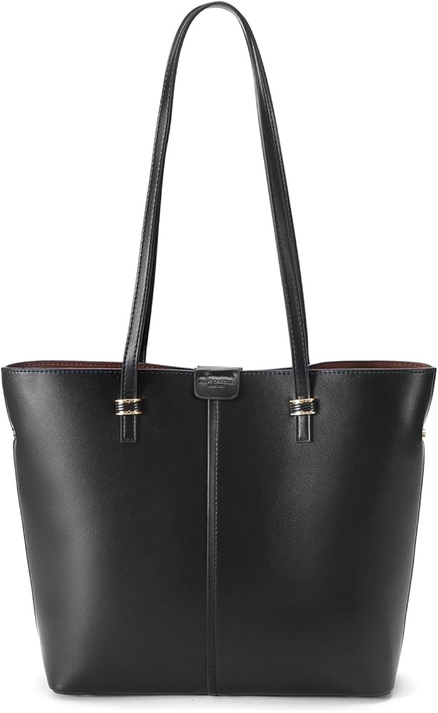 Elegant Premium Leather Tote Bag for Women - Metal Buckle Detail & Layered Storage Compartments | Amazon (US)