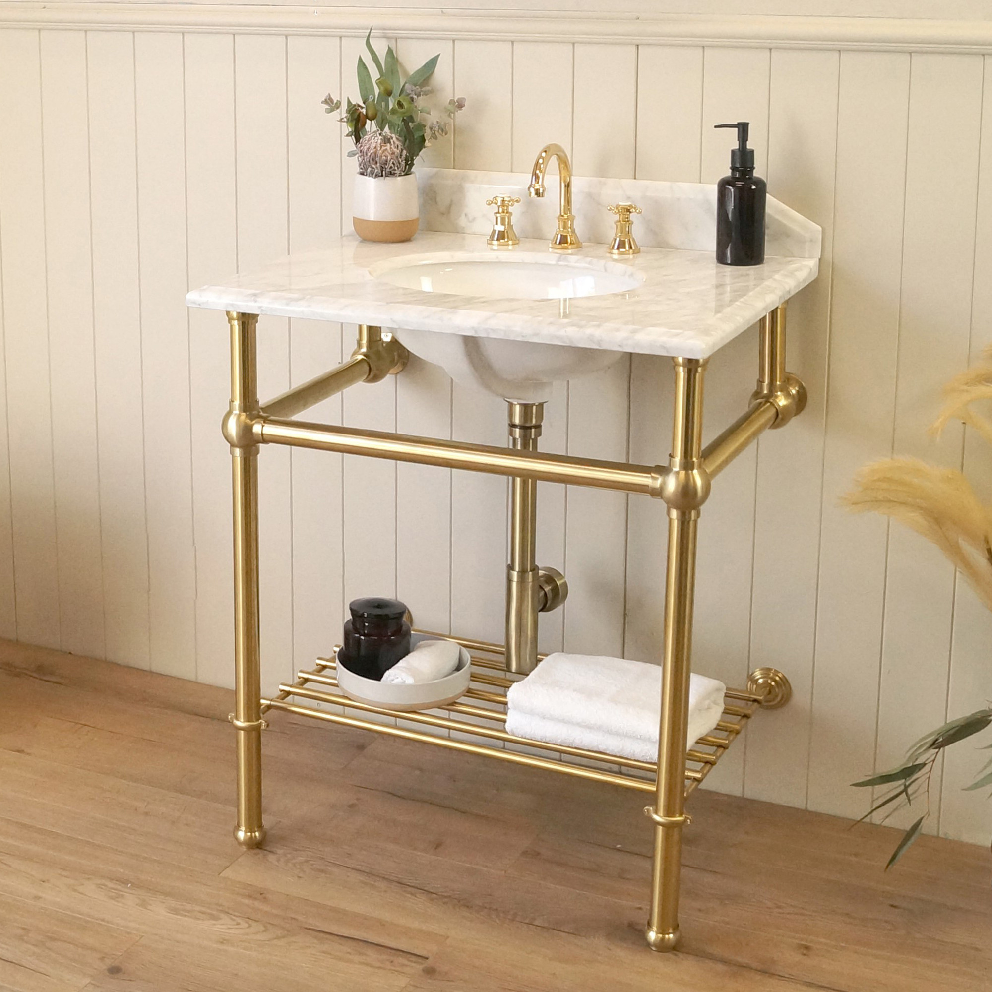 75 x 55cm Mayer Carrara Marble Pedestal Basin | Temple & Webster AU