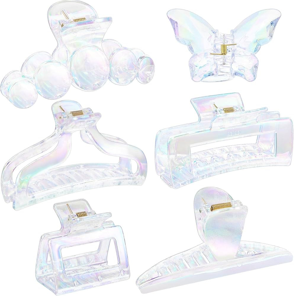 6 Pieces Clear Claw Clips Clear Hair Clips Plastic Flower Claw Clips for Hair Cute Large Claw Cli... | Amazon (US)