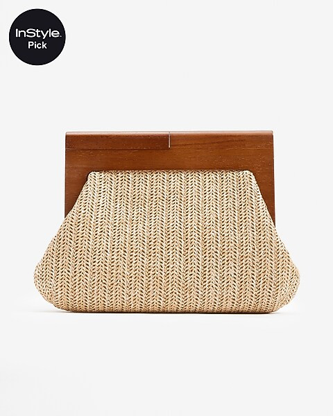 Wood Handle Straw Clutch | Express