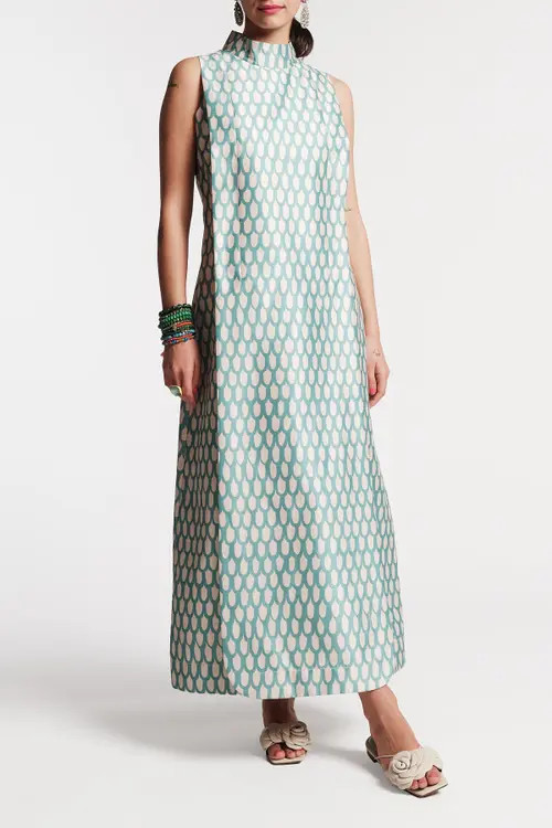 Frances Valentine Carlyle Maxi Loop Print Dress in Air Blue/oyster at Nordstrom, Size 4 | Nordstrom