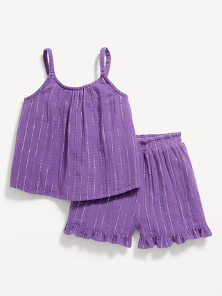 Sleeveless Metallic Double-Weave Top and Shorts Set for Toddler Girls | Old Navy (US)