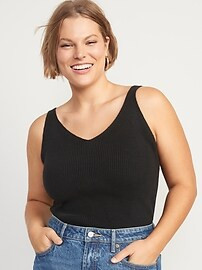 V-Neck Rib-Knit Sweater Tank Top for Women | Old Navy (US)