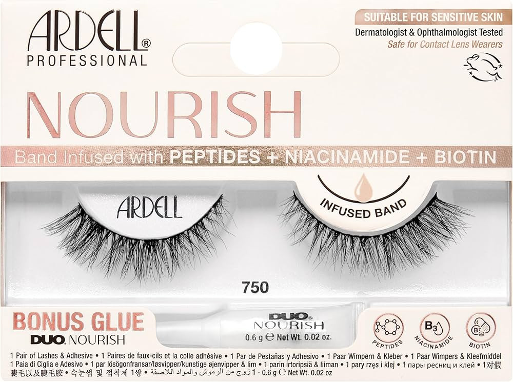 Ardell Nourish Lashes 750 – Subtle Cat Eye False Eyelashes with Peptides & Biotin Infused Band,... | Amazon (US)