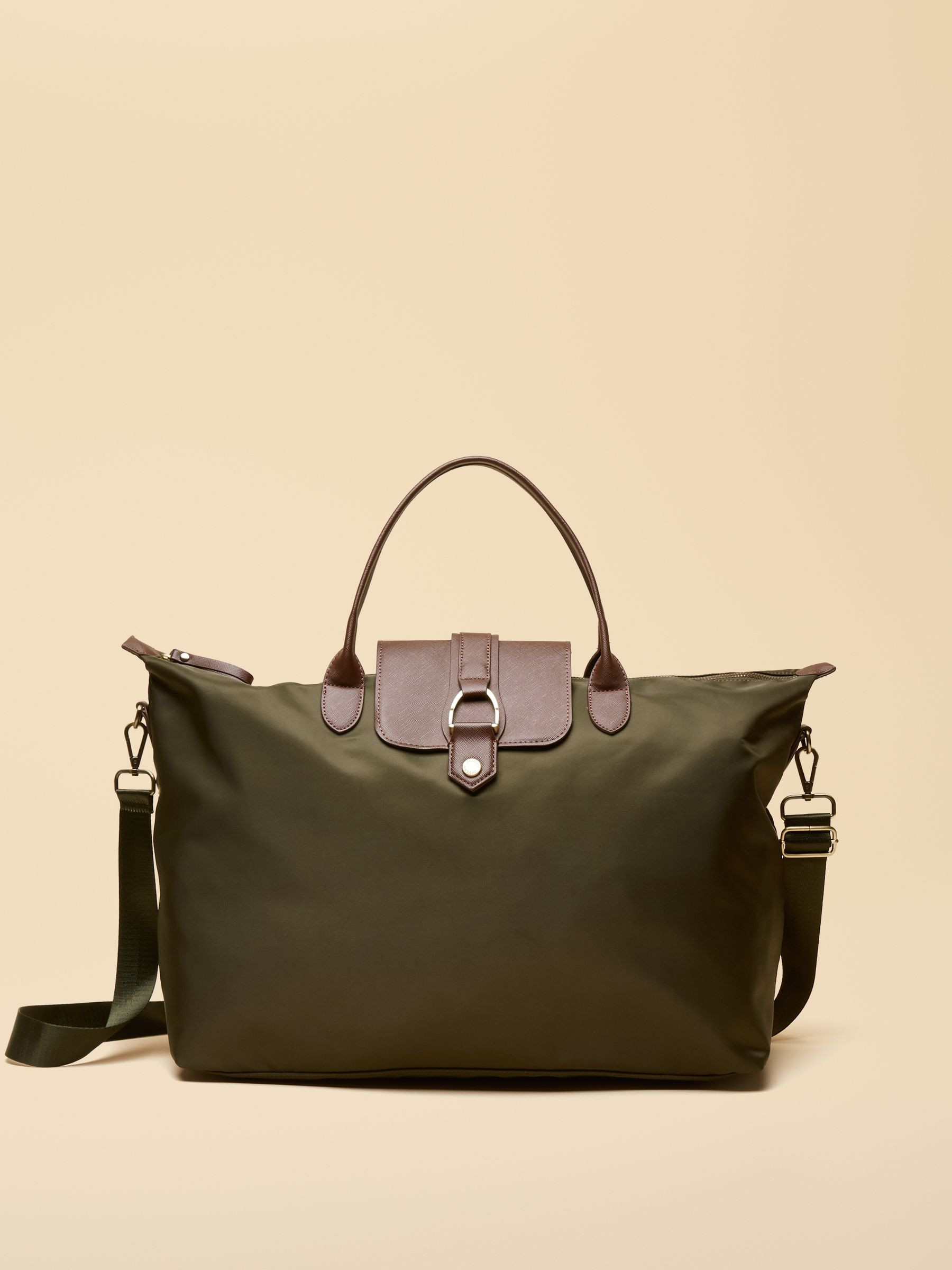 Edie Khaki Green Weekend Bag with Shoulder Strap | Joules | Joules