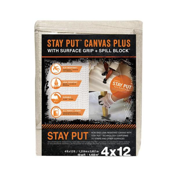 9 ft. x 12 ft. Stay Put Canvas Plus Drop Cloth | The Home Depot