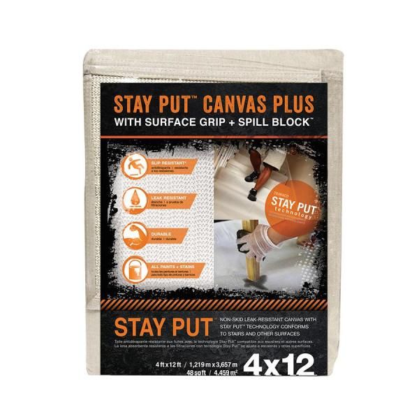 9 ft. x 12 ft. Stay Put Canvas Plus Drop Cloth | The Home Depot