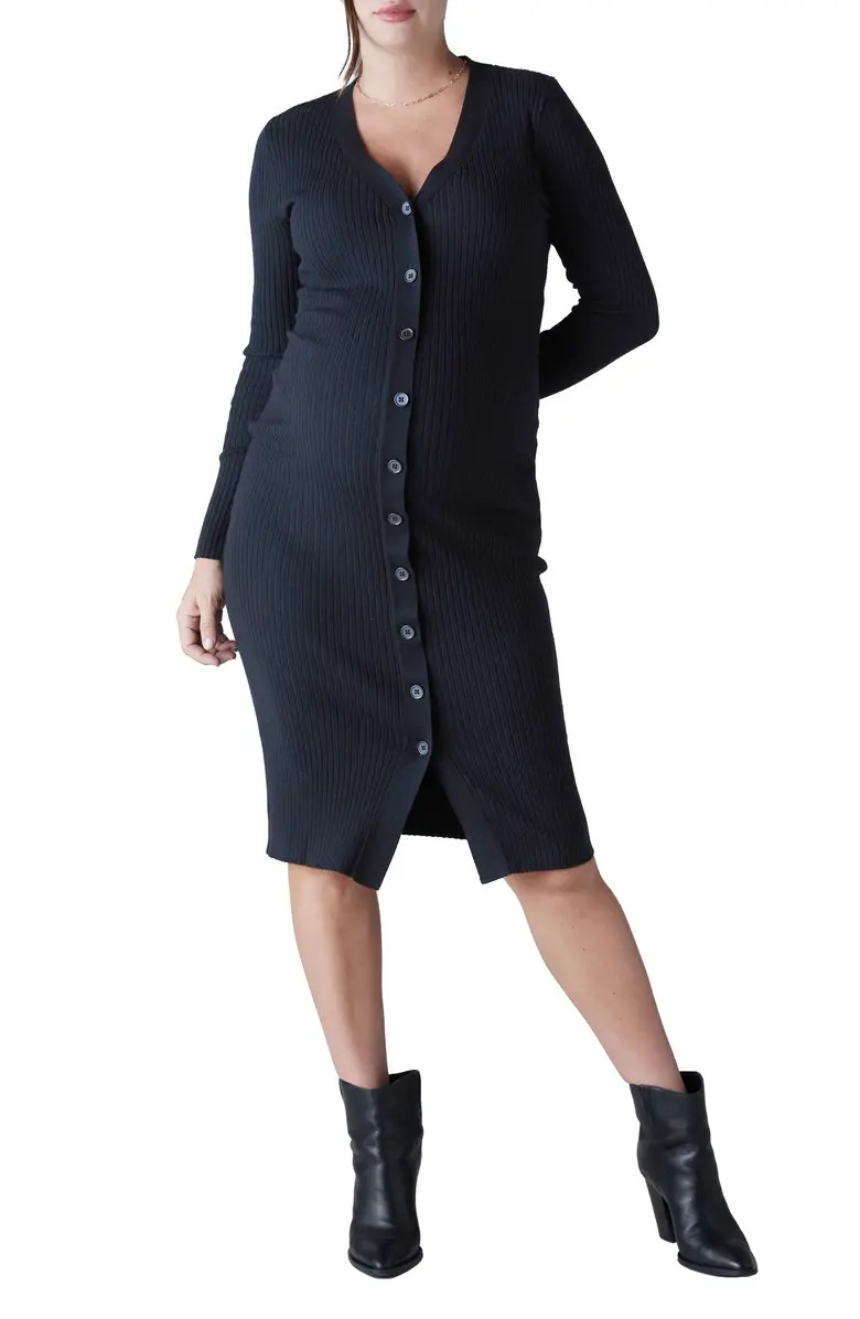Ingrid & Isabel® Rib Button-Up Long Sleeve Maternity Sweater Dress | Nordstrom | Nordstrom