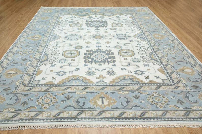 Sky Blue Ivory Rug,  Pastel Muted Rug , 8x10 Rug , Oushak Area Rug 9 X 12 ,Geometric Faded Oushak... | Etsy (US)