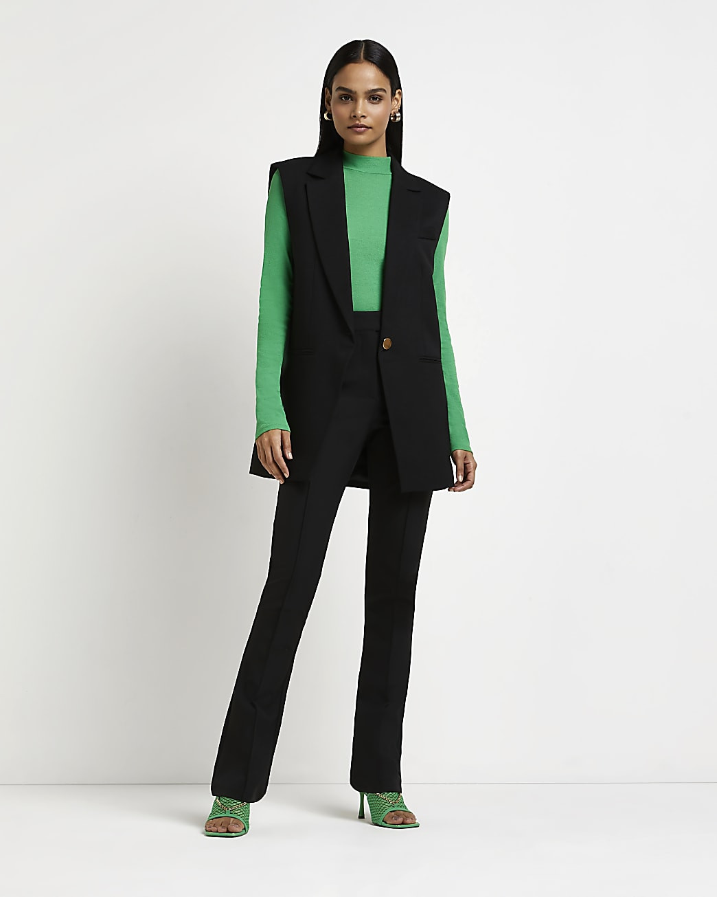 Black sleeveless blazer | River Island (UK & IE)