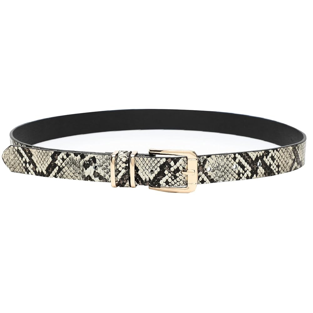 Earnda Women's Skinny Waist Belts for Jeans Dress, PU Leather Pin Buckle Thin Belt | Amazon (US)