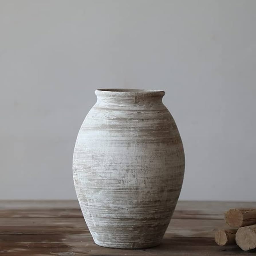 Literary Retro Rough Pottery Flower Pot Wabi-sabi Pottery Pottery Pottery Dried Flower vase Hand-... | Amazon (US)