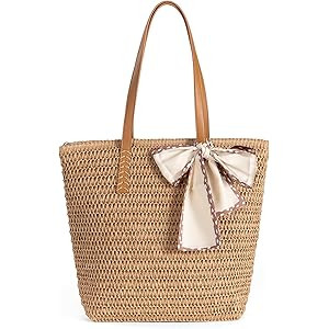 boshiho Stroh Strandtasche Groß Damen - Korbtasche Geflochten mit reißverschluss, 2025 Boho Bas... | Amazon (DE)