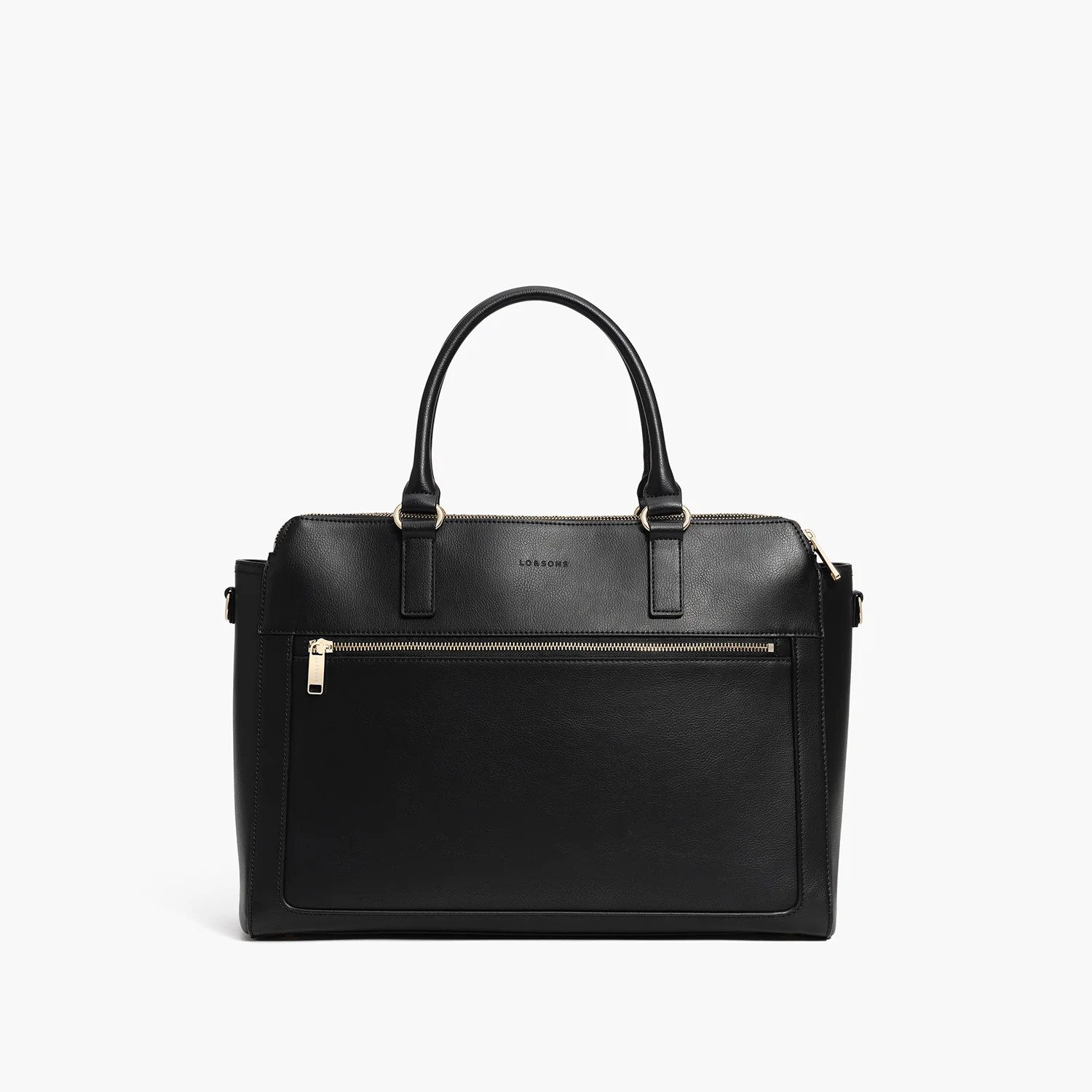 Lo & Sons Trinity Womens Laptop Tote Bag - Black/Gold/Camel | Lo & Sons