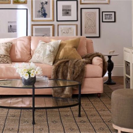 Southern Charm Living Room This Beautiful Customizable Carlisle Sofa makes a true southern charm statement slipcovered in warm blush. Covered in subtle yet artistic pillows and a classic fur throw, what says charm like this? Grab Yours Here: https://bit.ly/3vZ4FLt  #Sofas  #sofastyle  #livingroom  #livingroominspo  #couch  #couches  #CustomFurniture  #interiorstyling  #interiordesigninspo  #homedecorideas  

#LTKhome #LTKVideo #LTKstyletip