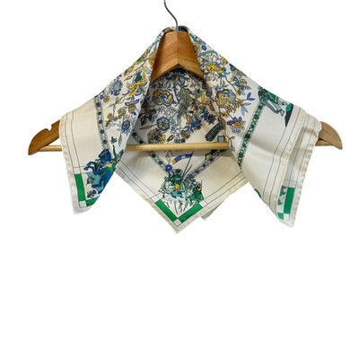 Auth HERMES Carre45/Petit Carre - Green Yellow Multi Scarf  | eBay | eBay US