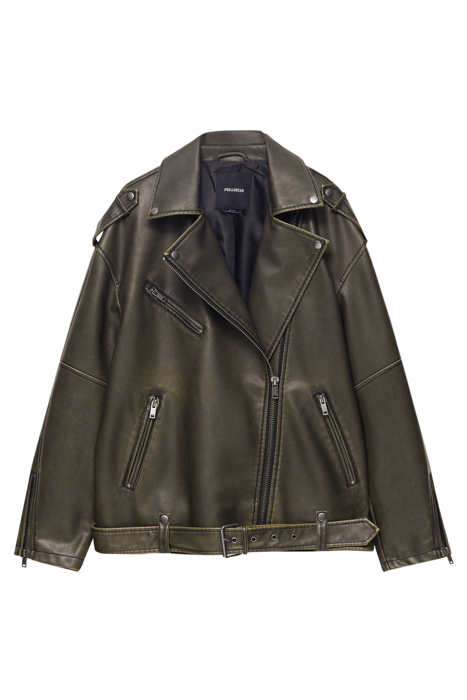 Bikerjacke aus Kunstleder im Used-Look | PULL and BEAR DE