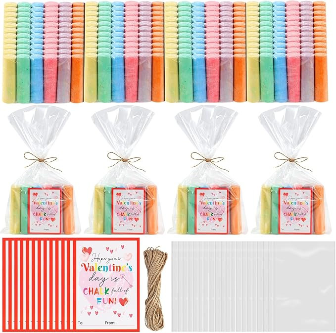 SAIWEILAI ONLINE 192pcs/24pack Valentines Chalk Set Valentines Day Gift for Valentines Day Cards ... | Amazon (US)