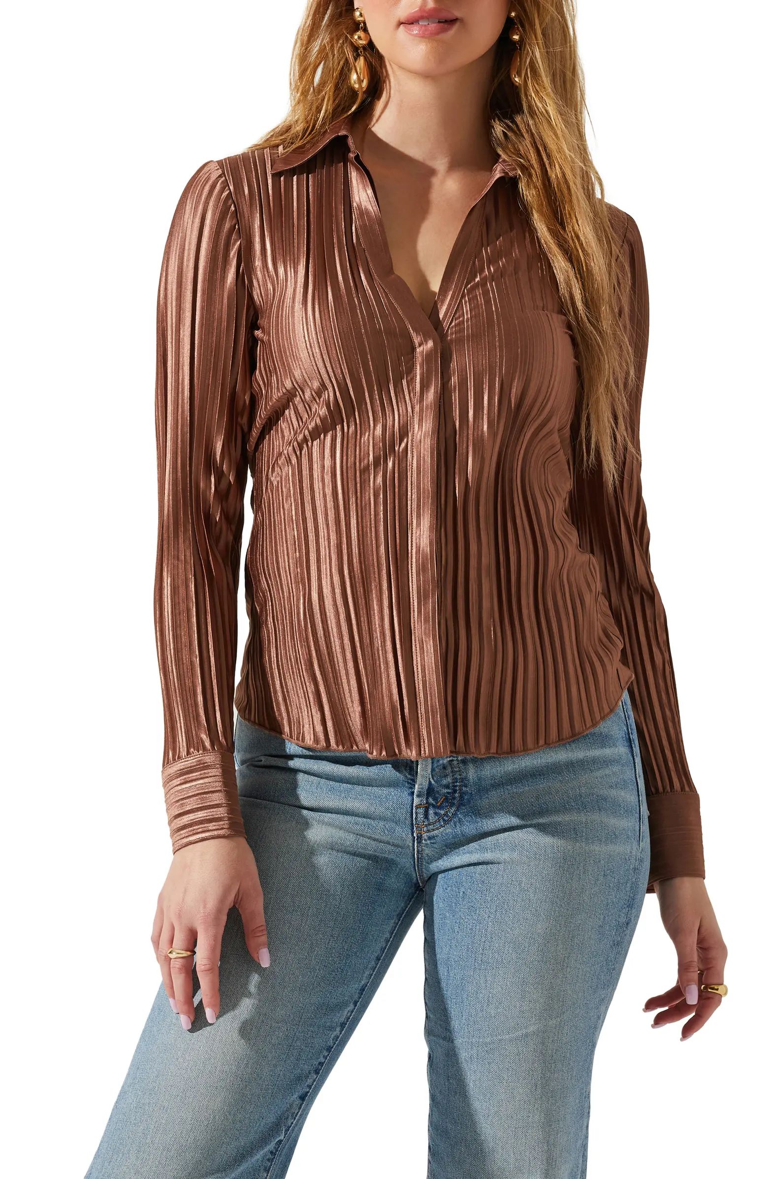 Laurel Pleated Button-Up Shirt | Nordstrom