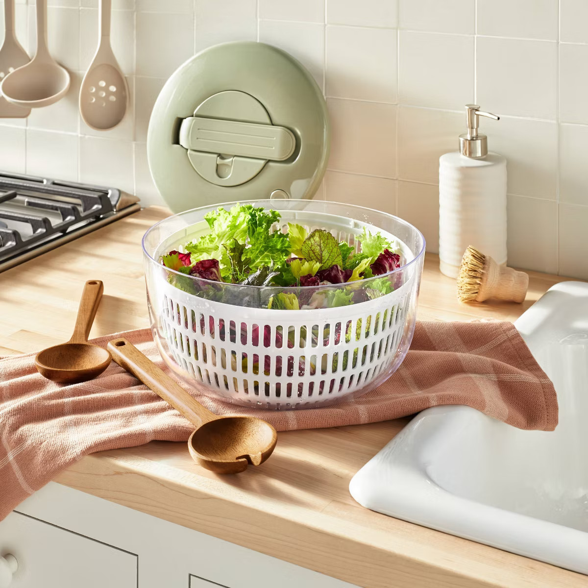 2pk Wood Salad Serving Spoon Set Brown - Figmint™: Acacia Salad Tongs, Kitchen Utensils, Hand W... | Target