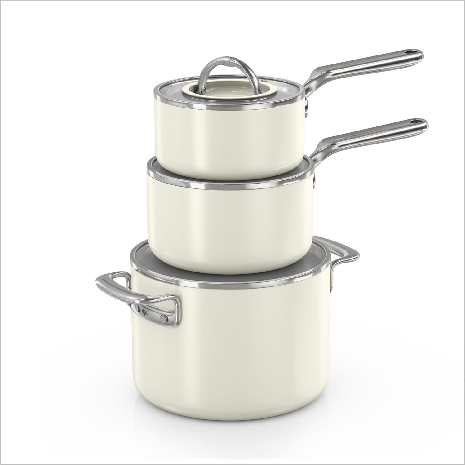 Ninja NeverQuit™ 6-Piece Ceramic Cookware Set, Bone & Silver, CQ19006IV2 | Amazon (US)