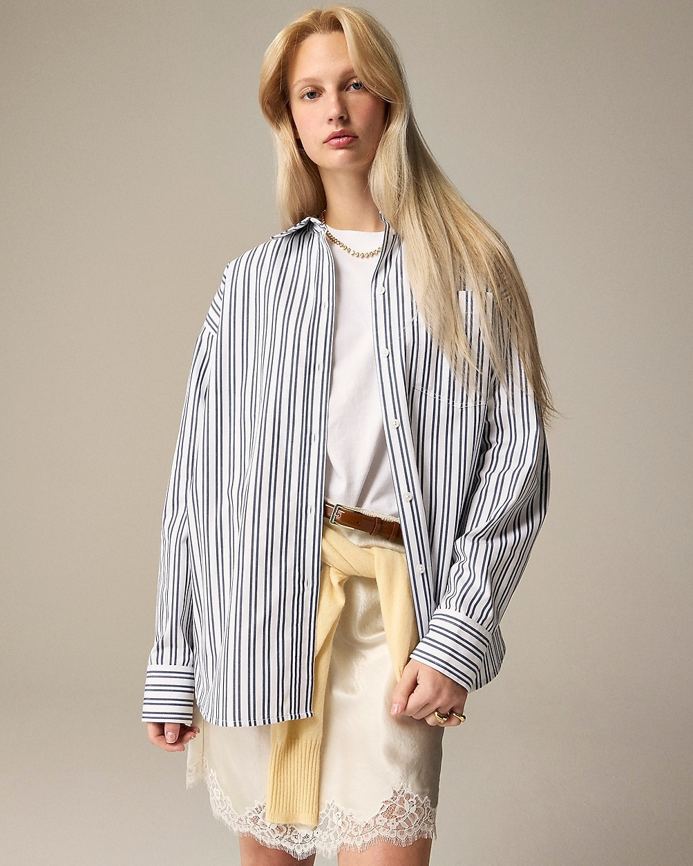 Étienne oversized shirt in striped cotton poplin | J. Crew US